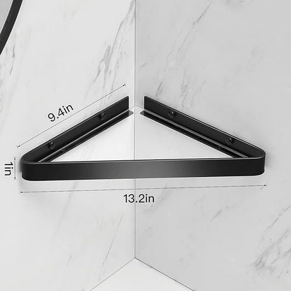 VOLPONE Bathroom Shelves Wall Mounted Glass Corner Shower Shelf for Bathroom Floating Shelf Tempered Glass Wall Organizer 2-Tier(Black)