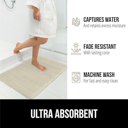 GORILLA GRIP Memory Foam Bath Mat, Soft Absorbent US Designed Bathroom Rug, Gripping Dots Machine Washable Bathmat, Cushioned Floor Mats, Shower Sink Rugs Room Décor Accessories, 30x20 Champagne