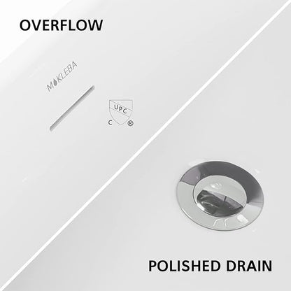 65" Acrylic Freestanding Bathtub, Double Ended Free Standing Tub, Soaking Tub with Integrated Slotted Overflow, Toe-Tap Chrome Drain, cUPC Certified, Glossy White