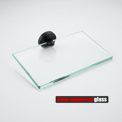 JQK Bathroom Glass Shelf Oil Rubbed Bronze, Tempered Glass Shower Storage 8 by 5 inches, 304 Stainless Steel ORB Wall Mount 2 Pack, TGS101L8-ORB-P2