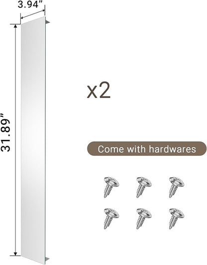 Side Mirrored Kits, 4'' W x 32'' H Decorative Side Mirrors Set of 2 for 32-Inch-Height Beveled Lighted Mirror Cabinet Surface-Mounting-Use Only (for Model-Anglora)
