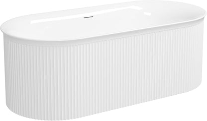 FerdY Nami 67" Acrylic Freestanding Bathtub, V Shape Freestanding Soaking Acrylic Bathtub, Modern White, Brushed Nickel Pop-Up Drain and Minimalist Design Overflow, cUPC Certified