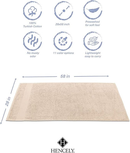 Hencely Premium Bath Towel Set of 4-28x 58 inches Soft Turkish Cotton Absorbent and Quick Dry Large Bathroom Towels Ideal for Home, Hotel, Spa, and Gym - Beige