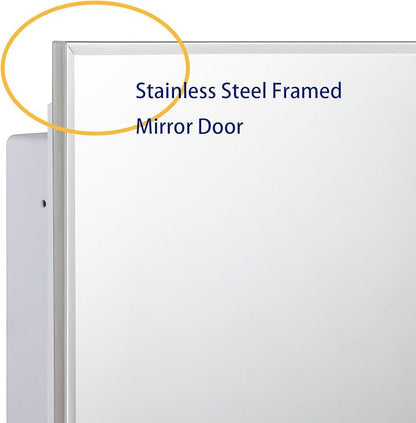 Plastic Medicine Mirror Cabinet for Bathroom, Surface and Recessed Mount