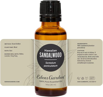 Edens Garden Sandalwood- Hawaiian Essential Oil- 100% Pure Premium Grade, Undiluted, Natural, Therapeutic, Aromatherapy, The Best for Diffuser, Skin, Face, Kid Safe 30 ml (1 fl oz)