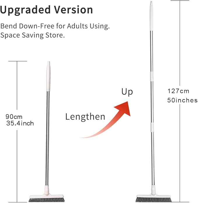 LandHope Grout Brush with Long Handle 50inches Grout Cleaner for Tile Floors Crevice Floor Scrub Brush 120° Rotatable Bathtub Clean Tool Grout Scrubber Indoor Kitchen Shower for Hard to Reach Areas