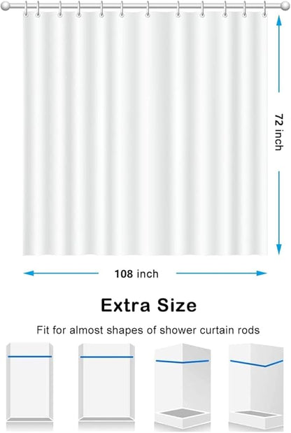 Linen Ivory Shower Curtain Cream, Linen Textured Heavy Duty 230GSM Fabric Shower Curtain Set, Boho Farmhouse Shabby Chic Rustic Shower Curtains for Bathroom Waterproof Decorative - 108"x72" Beige