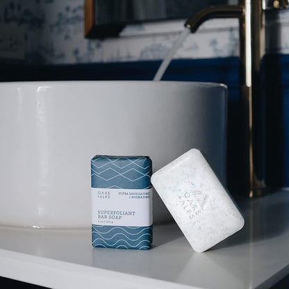 Oars + Alps Eucalyptus Superfoliant Exfoliating Bar Soap for Men, Deep Cleaning & Exfoliating Soap with Jojoba Beads, Made with Clean Ingredients, All Skin Types, Cruelty Free, 3pk, 6oz