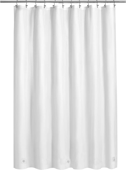 Barossa Design White Shower Curtain Liner - Premium PEVA, BPA & PVC Free, No Chemical Smell, Lightweight Shower Curtain with 3 Magnets, Metal Grommets - White, Standard Size