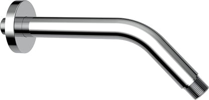 Aquaiaw Shower Arm and O-Ring Flange, 8 inch, Solid Brass, Round, Both Soldered 1/2 NPT Tapered Threads, Wall Mount Shower Arm Extension with Escutcheon (Polished Chrome)