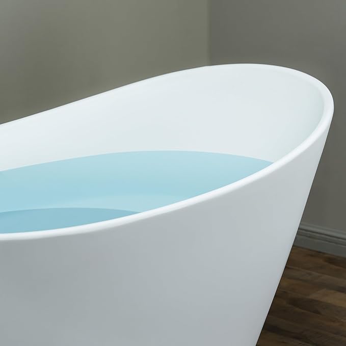 WOODBRIDGE 67 in. x 31.5 in. Stone Resin Luxury Contemporary Solid Surface Freestanding Bathtub in Matte White