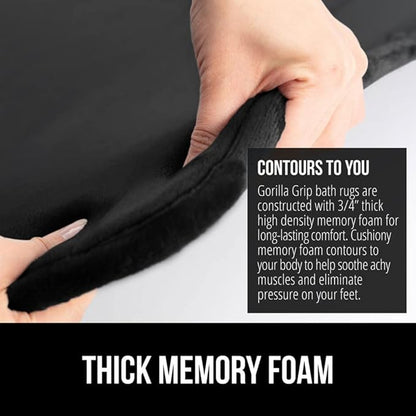 GORILLA GRIP Memory Foam Bath Mat, Soft Absorbent Velvet Bathroom Mats, Durable Dots on Underside, Machine Washable Bathmat, Carpet Rug Room Decor for Shower Tub Floor RV, 60x24 Rugs, Black