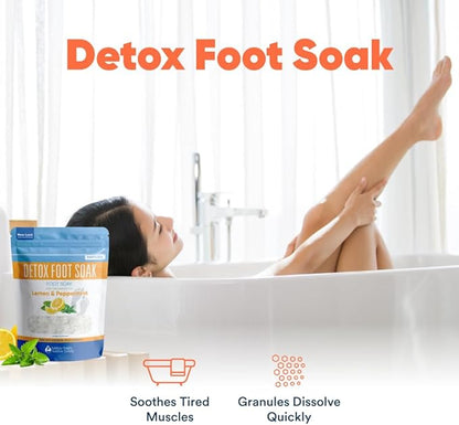 Detox Foot Soak (2 LBs) Epsom Salt Foot Soak with Lemon & Peppermint Essential Oils
