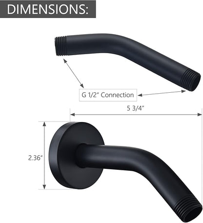 Wall Mounted Extention Shower Arm (Sold with Shower Arm Flange) for U4993-BL 6-inches, Matte Black