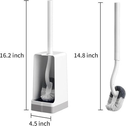 Marbarsse Bathroom Toilet Bowl Brush and Holder, Curved Design Dismount Toilet Brush for Deep Cleaning Under Rim, Best Toilet Brush Set, CompactToilet BowlCleaner Brush for Bathroom, 1 Pack