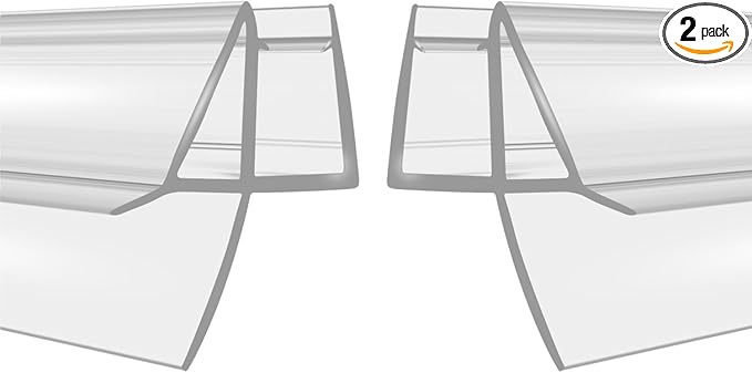 2-Pack Shower Door Bottom Seal (1/4'' X 39'') Glass Shower Door Seal Strip with Drip Rail Frameless Shower Door Sweep can Covers up to 13mm Gap