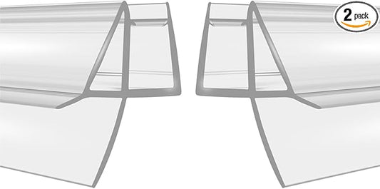 2-Pack Shower Door Bottom Seal (1/4'' X 39'') Glass Shower Door Seal Strip with Drip Rail Frameless Shower Door Sweep can Covers up to 13mm Gap