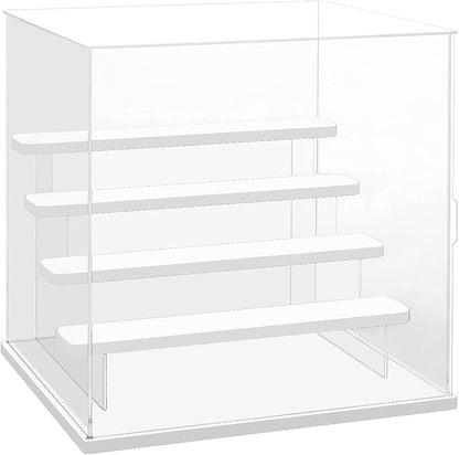 Choowin 5 Tier Clear Acrylic Display Case for Collectibles, Mini Figures, Pop Mart, Labubu, Sonny Angel, Smiski - Assemble Dustproof Acrylic Display Box with Door, Stand (White Base Step)