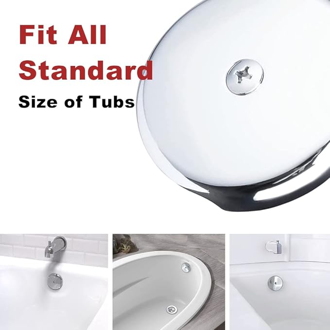 Single Hole Bathtub Drain Overflow Plate/Tub Overflow Drain Ccover with Three Matching Screws/Bathtub Overflow Drain Cover Includes an Adapter (Chrome)