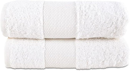 Hencely Luxury Hand Towel - Set of 2 (16x28 Inches) - Soft Turkish Cotton, Absorbent, Quick-Drying Face, Body, Kitchen, and Bathroom Towel (Hand Towels 2 Pack, White)