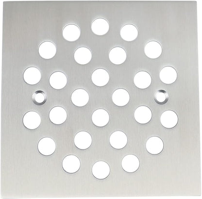 4-1/4 Inch Screw-in Square Floor Drain Cover Replacement Shower Grates with Screws (Brushed Nickel)