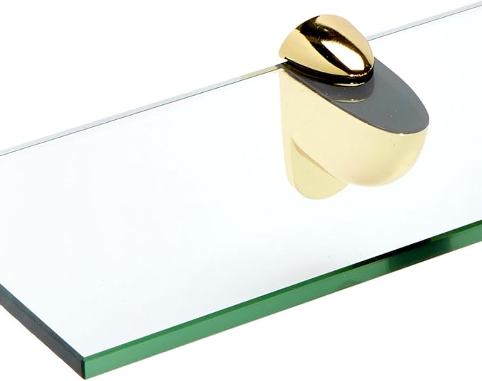 Spancraft Glass H-6x24-Brass Heron Glass Shelf, Brass, 6" x 24"