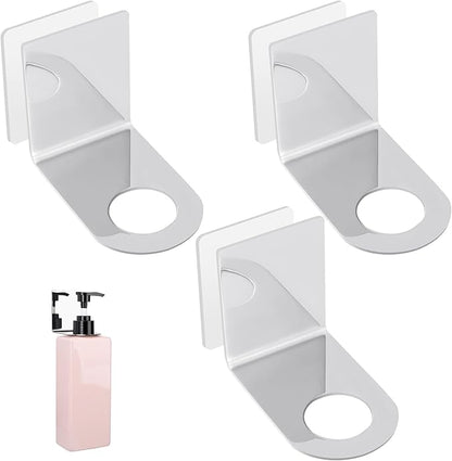 Segbeauty Stainless Soap Bottle Dispenser, 3 Pack Dia 1.1in 2.8cm Drill-Free Wall Mounted Rack, Adhesive Wall Mount Bottle Holder for Shower Gel Bathroom Toilet Kitchen, Sliver