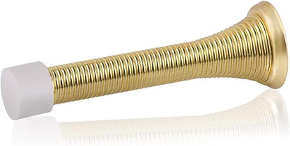 HOMOTEK 40 Pack Spring Door Stopper with Rubber Bumper 3-1/8" Flexible Spring Heavy Duty Wall Door Stop Low Mounted Door Bumper for Home (Bright Brass)