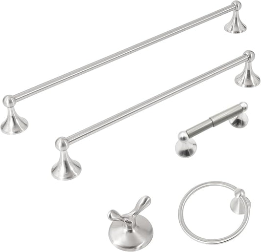 Brushed Nickel 5 Piece Bathroom Hardware Set Towel Rack Set Adjustable Expandable Bathroom Accessory kit Towel Bar for Bath Wall Mounted