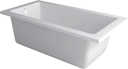 Fine Fixtures Drop In White Soaking Bathtub, Fiberglass Acrylic Material, 60"L x 30"W x 19"H