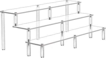 AZEAM 15 3/4 Inch Acrylic Riser Display Shelf,3 Tier Display Riser for Figures Display Stand Large Risers for Display Cupcake Perfume Organizer Cologne Makeup Collection Countertop Desktop Tabletop