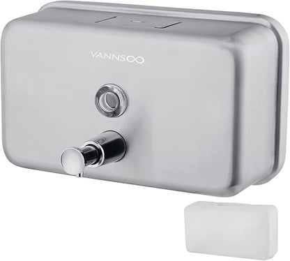 Commercial Wall Mount Stainless Steel Soap Dispenser, Rust-Proof Lining Liquid Hand Sanitizer Dispenser Bathroom 1100 ml / 37 oz. (Horizontal)