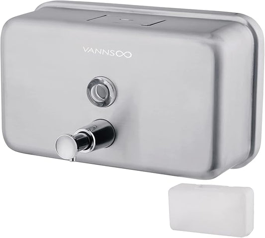 Commercial Wall Mount Stainless Steel Soap Dispenser, Rust-Proof Lining Liquid Hand Sanitizer Dispenser Bathroom 1100 ml / 37 oz. (Horizontal)