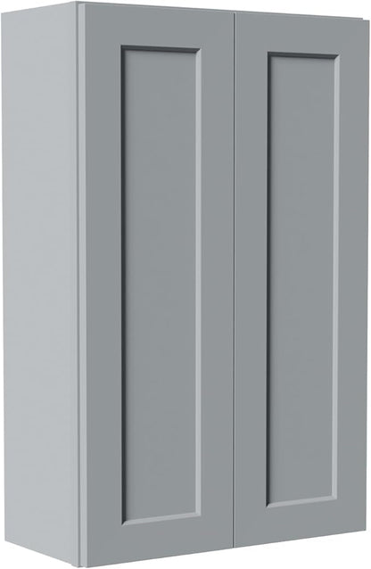 27 Inch Medicine Cabinet Wall Mounted, Solid Wood Over The Toilet Storage Cabinet, Bathroom Organizer Cabinets with 2 Door & 3 Shelves, Easy to Assemble for Laundry Room, Kitchen, Garage - Dark Gray