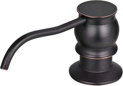 Samodra Kitchen Sink Soap/Lotion Dispenser, Brass Pump Head Oil Rubbed Bronze 12 OZ Bottle Built in Design Refill from The Top for Granite Thick Deck Installs