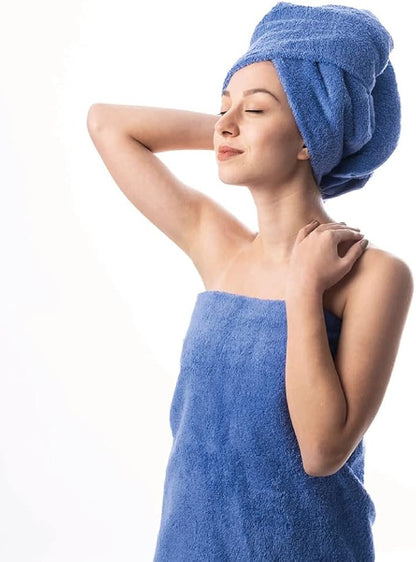 Hencely Luxury Hand Towel - Set of 2 (16x28 Inches) - Soft Turkish Cotton, Absorbent, Quick-Drying Face, Body, Kitchen, and Bathroom Towel (Hand Towels 2 Pack, Blue)