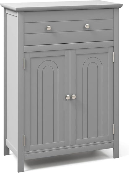 Giantex Bathroom Storage Cabinet with Drawer - Floor Cabinet with Doors, Adjustable Shelf, Storage Organizer for Entryway, Laundry Room, Kitchen, Living Room, Bedroom, Freestanding Cupboard (Gray)