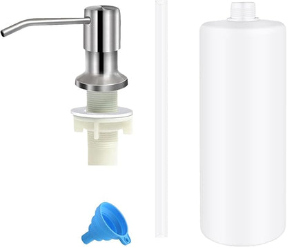 Soap Dispenser for Kitchen Sink,Stainless Steel Built in Soap Dispenser Countertop Pump Head,Dish Soap Hand Lotion Dispenser with Refillable 13.5OZ Bottle