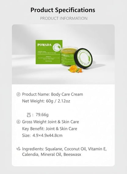 Body Care Cream for Joint & Skin Recovery, Moisturizing Balm with Squalane & Coconut Oil, All-Day Comfort, Non-Greasy Formula, for Dry & Rough Skin, 2.12oz (2)