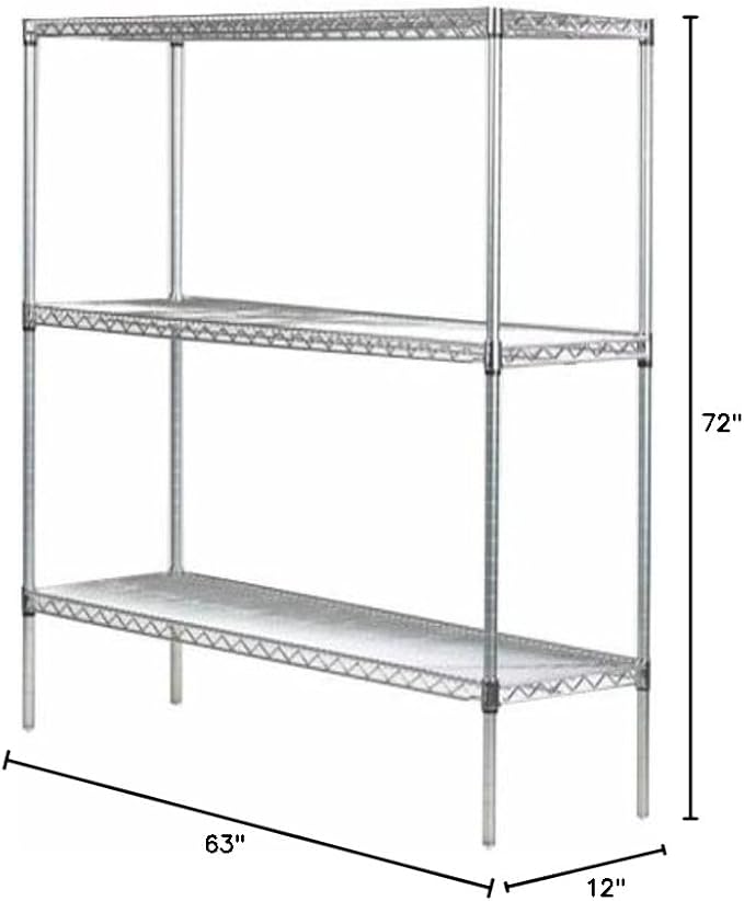 Omega 12" Deep x 72" Wide x 63" High 3 Tier Gray Starter Shelving Unit