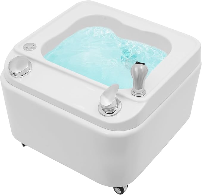 Pedicure Foot Spa, Acrylic Massage Foot Bath with Heat Hand Shower, 55W Pedicure Bowl Foot Soak Basin Tub for Soak Tub Sink Spa Shower Wash Salon (White 55W)
