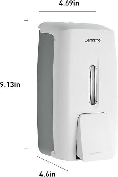 Commercial Soap Dispenser Wall Mount Manual Pump Hand Soap Dispenser 800ml Gel Liquid Hand Sanitizer Dispenser Self Adhesive for Home Bathroom (White)
