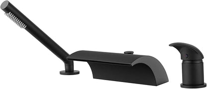 sumerain Black Roman Tub Faucet with Hand Shower High Flow Waterfall Spout with Diverter