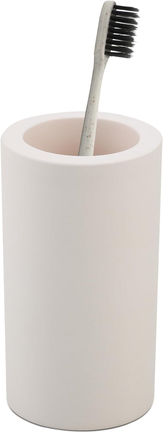 Diatomite Toothbrush Holder for Bathroom Sink, Countertop Organizer, Quick Dry Stand Cup for Toothpaste, Razors, Makeup Brushes - Water-Absorbent & Quick-Drying (Beige, Height 4.3")