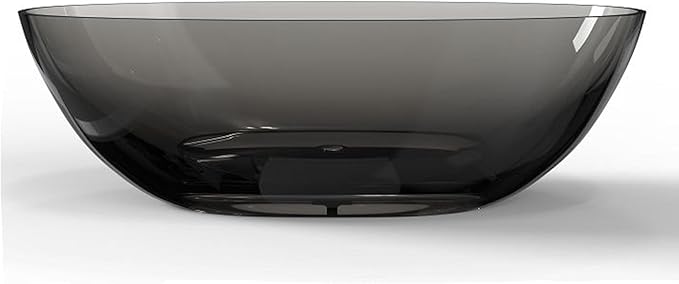 Stone Resin Freestanding Bathtub 71", Elegant Oval Shape Soaking Tub, Solid Surface Stand Alone Bathtub with Drain & Integrated Slotted Overflow Transparent Grey AMFS303-1800 Grey