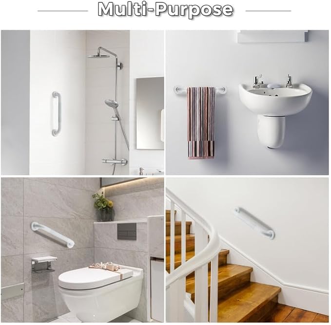 Grab Bars for Shower, 1 Pack 20-Inch Anti Slip Shower Handles for Elderly, Safety Shower Grab Bar, Stainless Steel Handicap Grab Bars for Bathroom (White 1" Diameter)