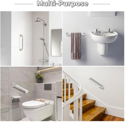 Grab Bars for Shower, 2 Pack 24-Inch Anti Slip Shower Handles for Elderly, Safety Shower Grab Bar, Stainless Steel Handicap Grab Bars for Bathroom (White 1" Diameter)