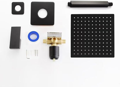 POP SANITARYWARE Matte Black Shower Faucet Set, Bathroom Rainfall Shower System with Stainless Steel Metal Showerhead, Single Function Shower Trim Kit with Rough-in Valve