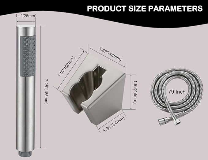 Handheld Shower Head with Hose, Hand Held Shower Wand Head with Long Hose, High Pressure RV Shower Head with Handheld Spray Combo, Dog Shower Attachment, Brushed Nickel