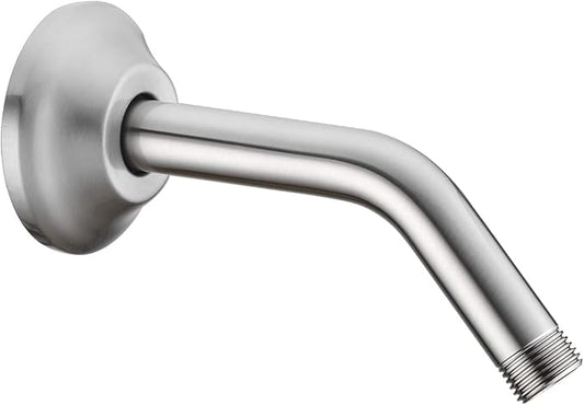 BESTILL Wall Mounted 6 Inch Shower Head Arm, Shower Arm and Flange Included, Brushed Nickel